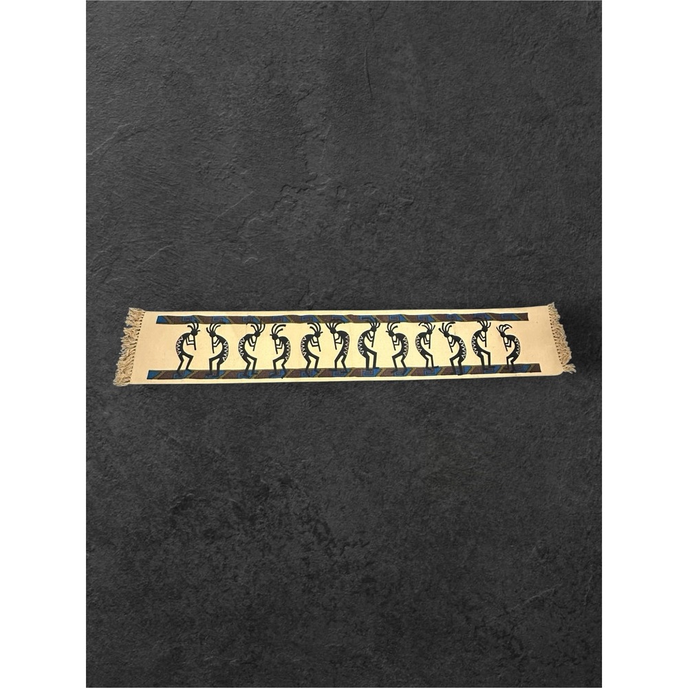El Paso Saddleblanket Co Table Runner Kokopelli 72x13 Beige Cotton EUC